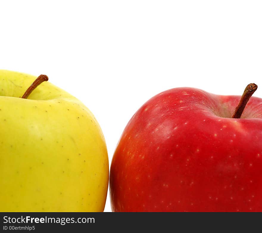 Red and green apples isolated in white