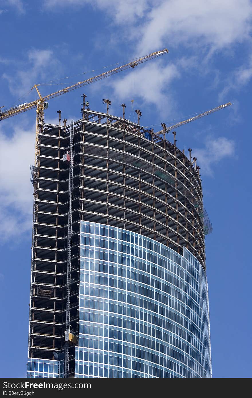 Modern building used for commercial purposes on the blue sky. Modern building used for commercial purposes on the blue sky