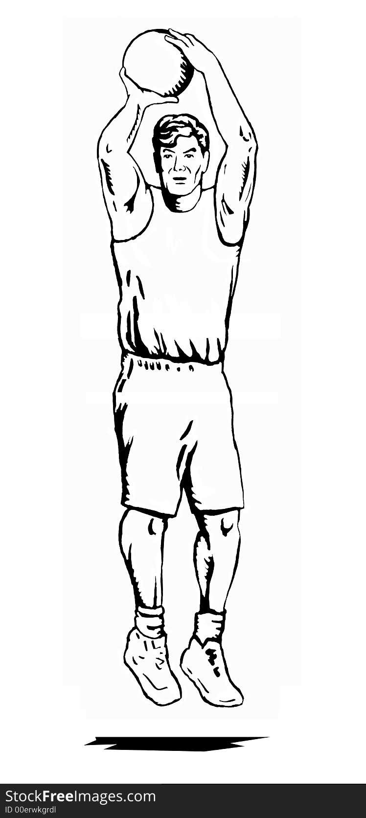 Illustration on a basketballer executing a jump shot. Illustration on a basketballer executing a jump shot