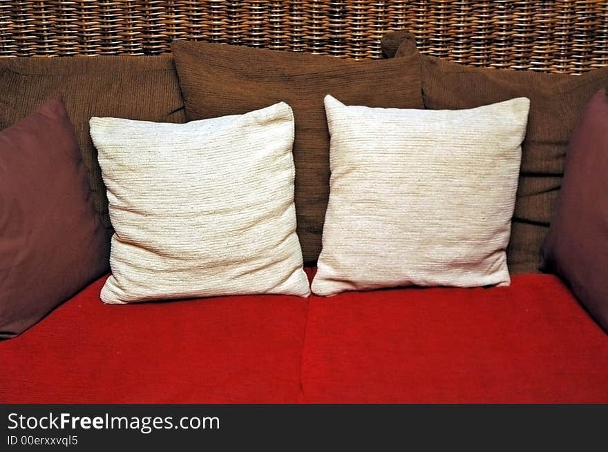 Two pillows and modern furniture