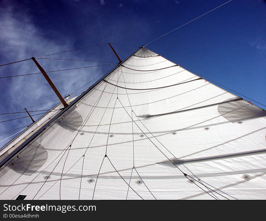 View of the top of sailboat