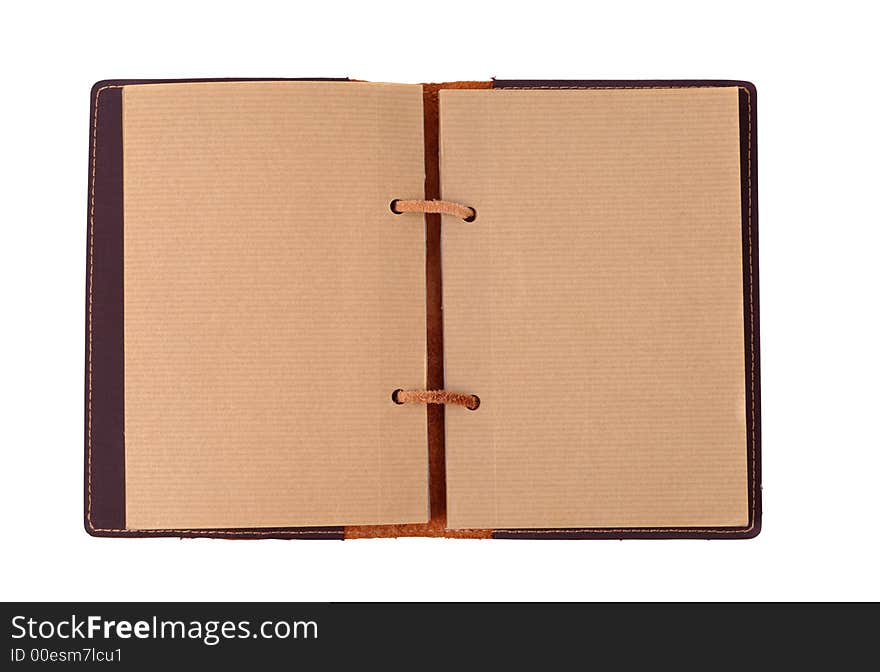 Old leather notebook isolated with clipping path over white background. Old leather notebook isolated with clipping path over white background