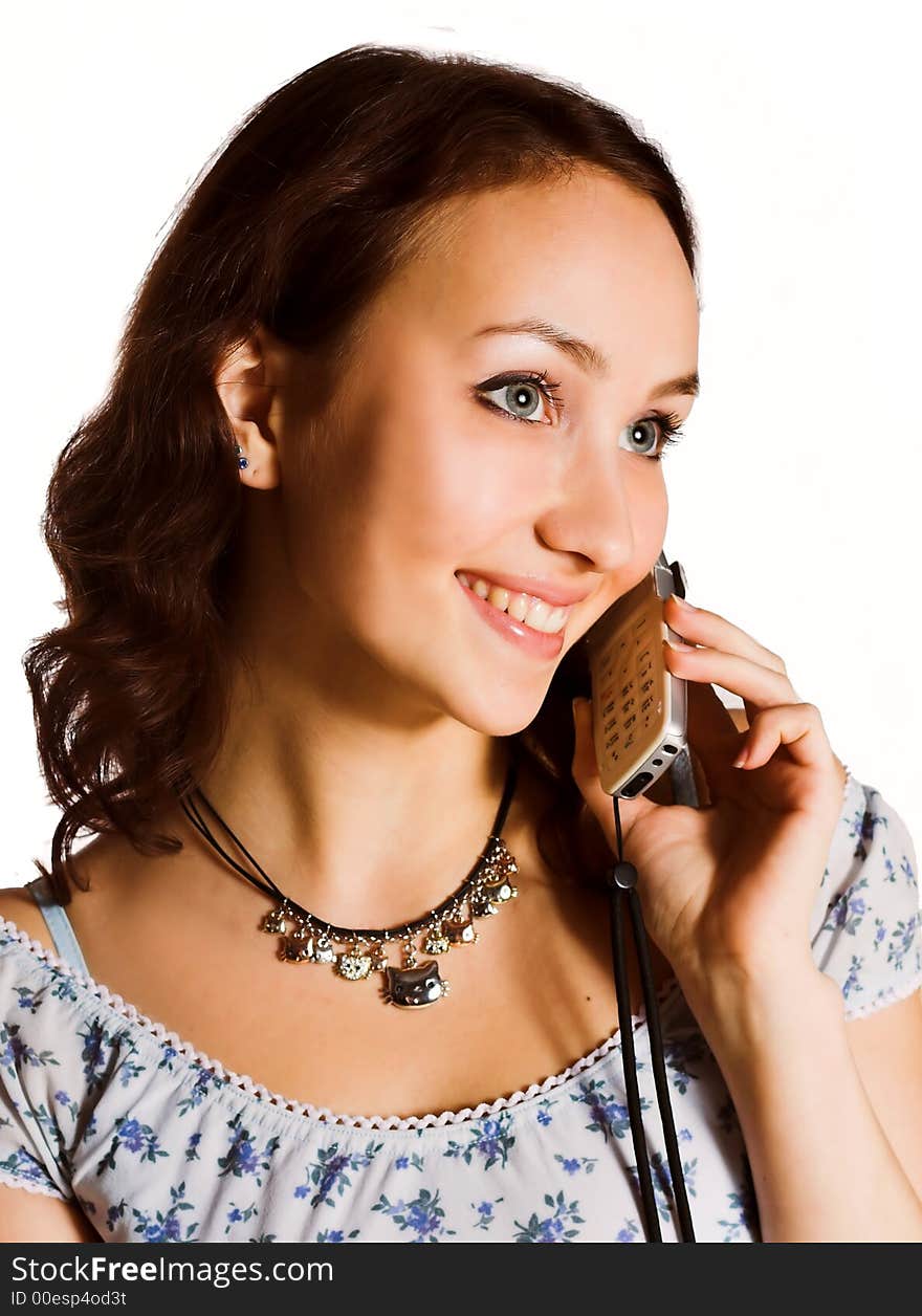 Attractive young woman calling by phone. Attractive young woman calling by phone