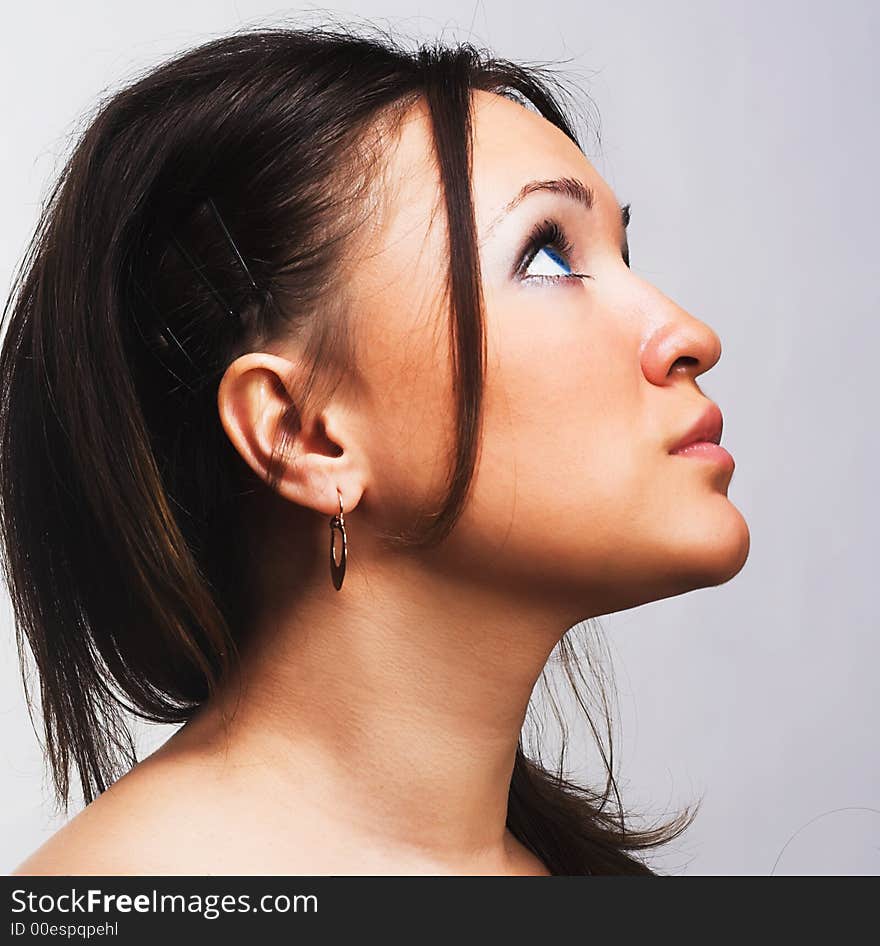 Closeup portrait of young brunette. Closeup portrait of young brunette