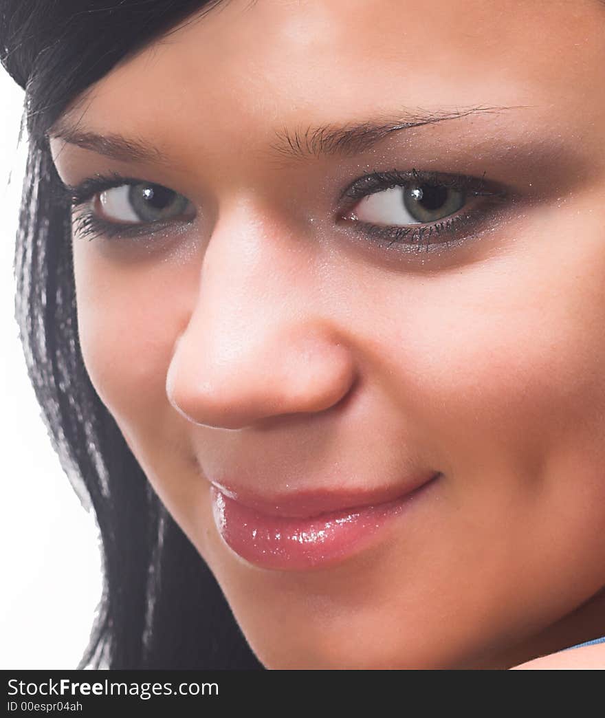 Closeup portrait of young brunette. Closeup portrait of young brunette