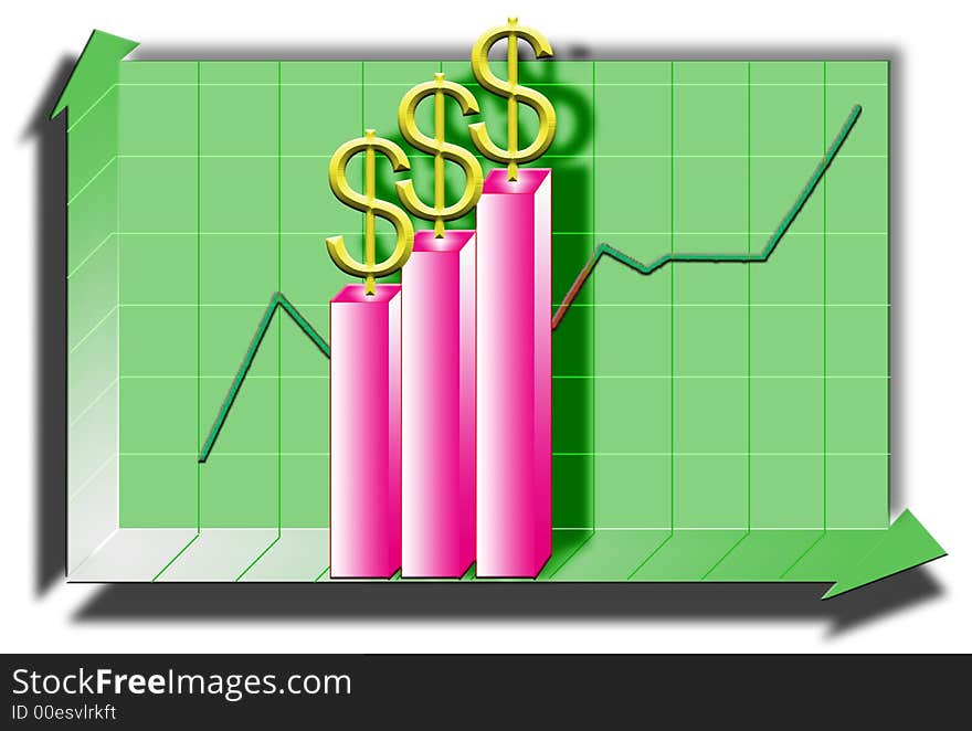 Graph of the growing finance, influx of the money