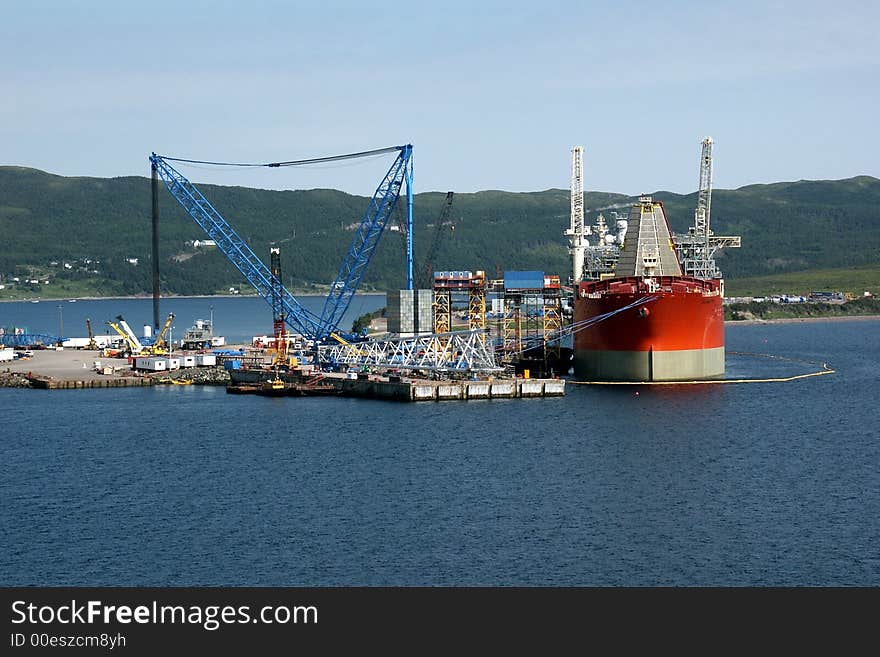 Commercial vessel docked, has nice contrast of colors. Commercial vessel docked, has nice contrast of colors