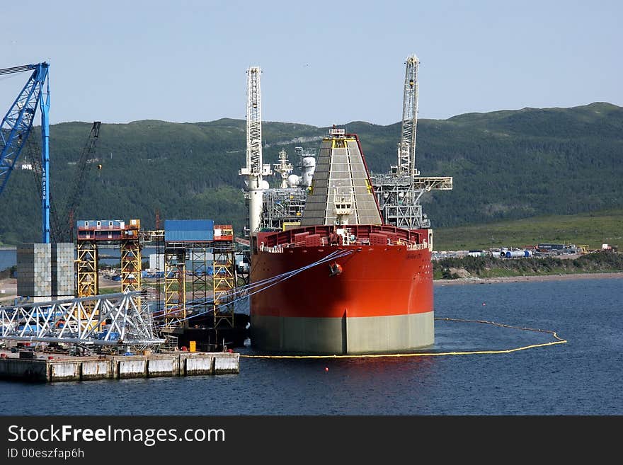 Supply Ship At Dock (Close-up)