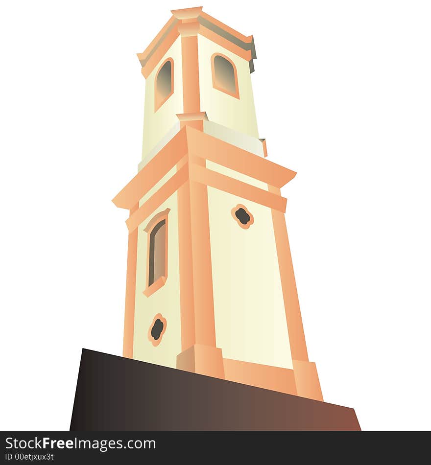 Art illustration of a church's tower. Art illustration of a church's tower