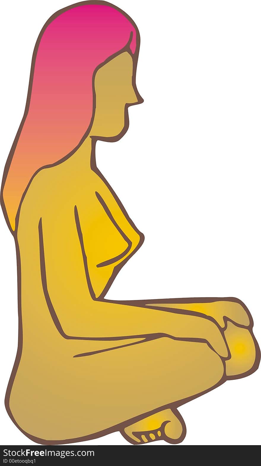 Art illustration: woman sit and meditating