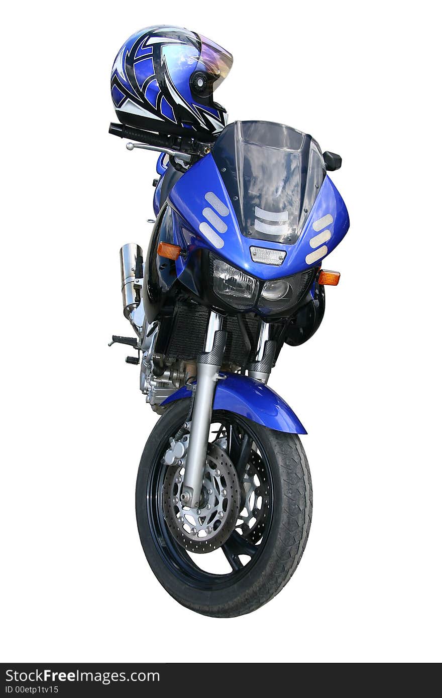 Dark blue brilliant motorcycle on a white background. Dark blue brilliant motorcycle on a white background.