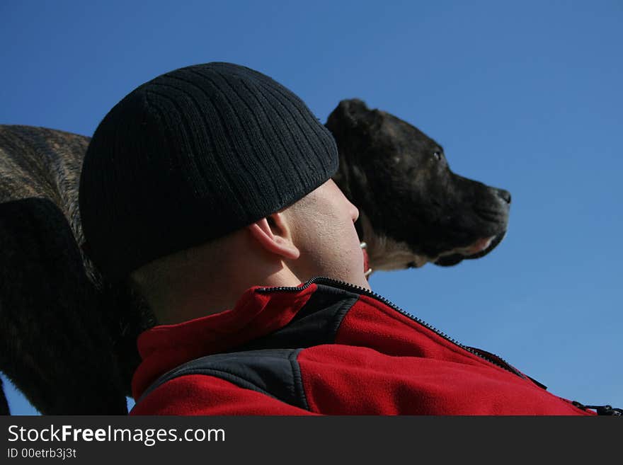 The man and his dog. The man and his dog