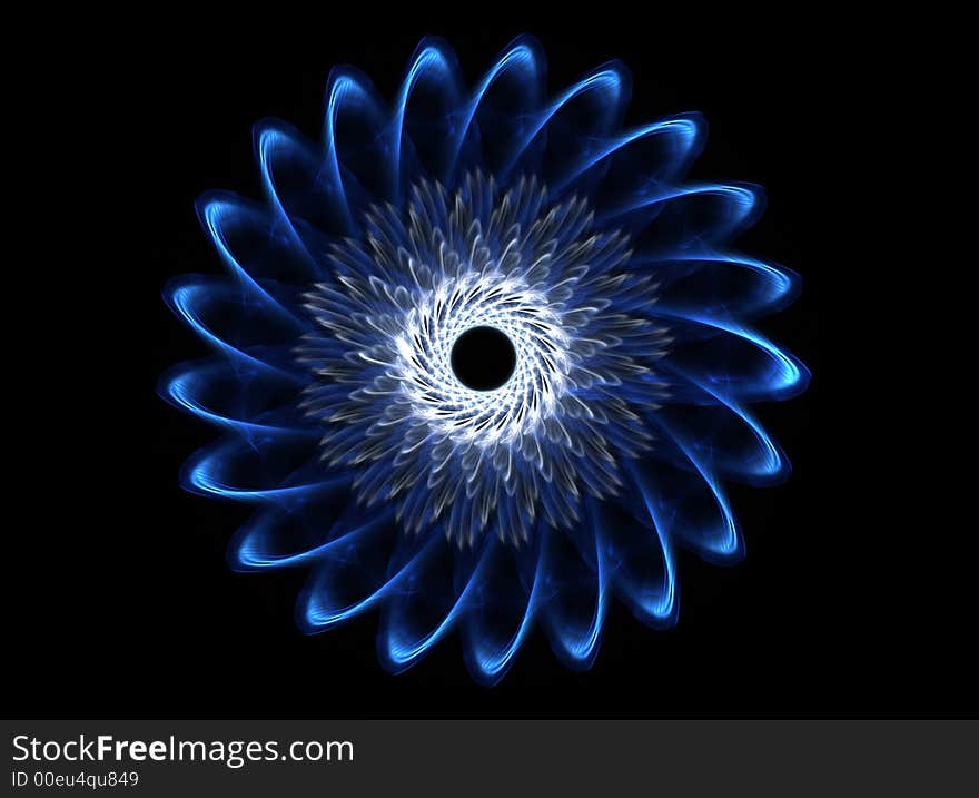 Fractal shaped like a flower on a black background. Fractal shaped like a flower on a black background