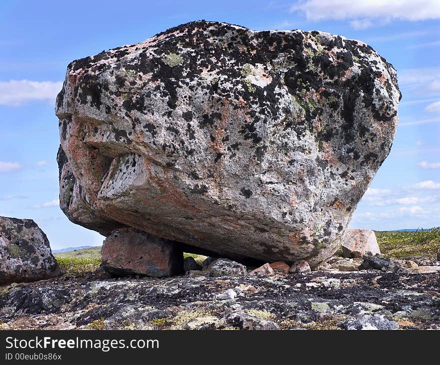 Boulders in tundra in the north of Russia. Boulders in tundra in the north of Russia