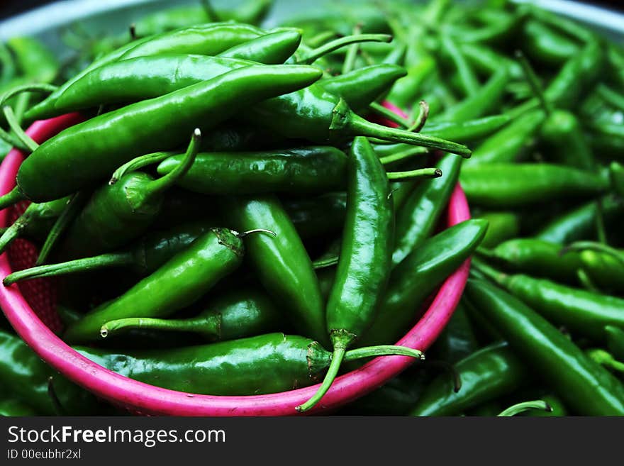 Green peppers in a bowl