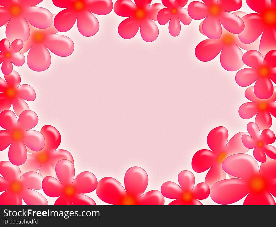 Colourful background with red flowers as frame. Colourful background with red flowers as frame