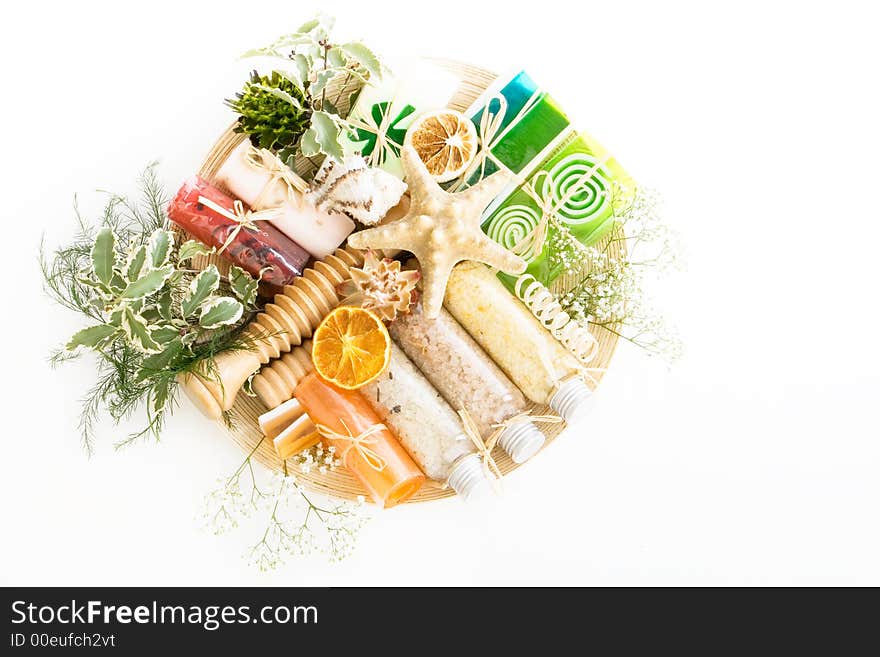 Soap assortment in a basket