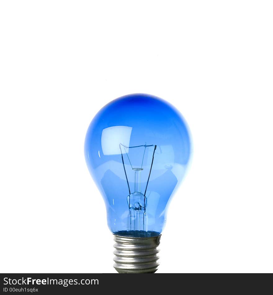 Blue lightbulb isolated against white. Blue lightbulb isolated against white