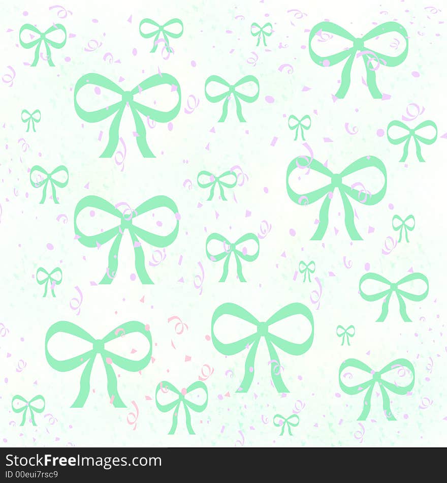 Pastel bows and confetti on white background. Pastel bows and confetti on white background