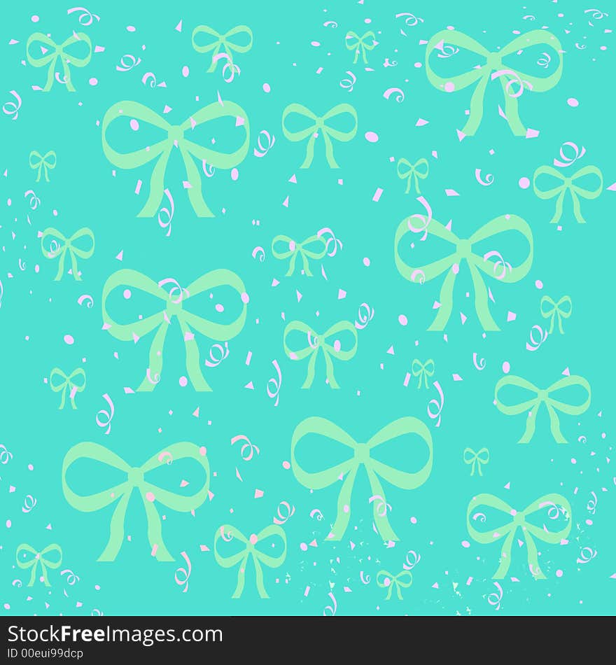 Pastel bows and confetti on blue background. Pastel bows and confetti on blue background