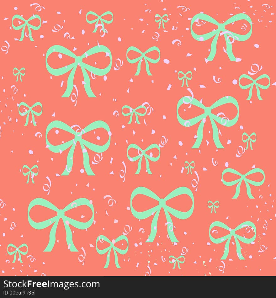 Pastel bows and confetti on pink background. Pastel bows and confetti on pink background