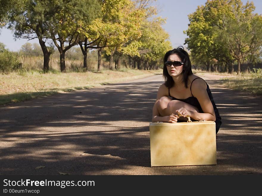 Sunglasses sitting roadside