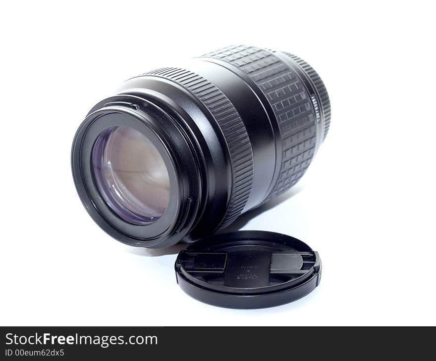 Digital camera telephoto isolated in white. Digital camera telephoto isolated in white