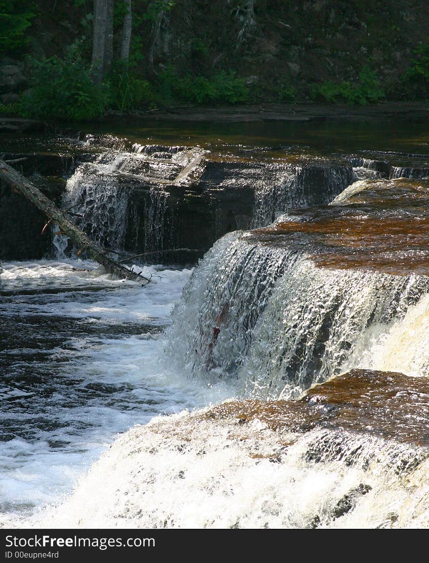 Raging waterfall in UP Michigan