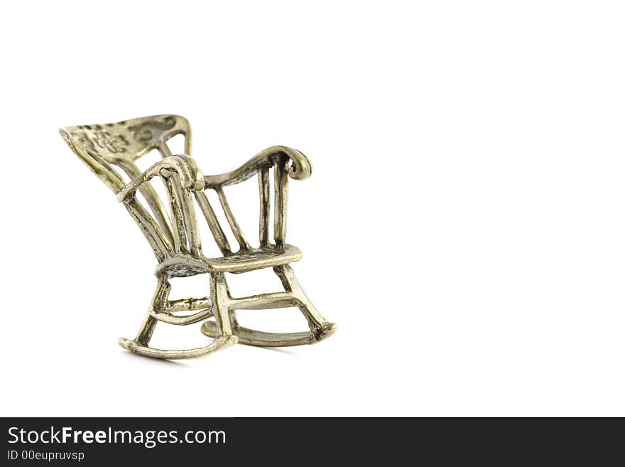 Two small chairs in metal silver. Object isolated.