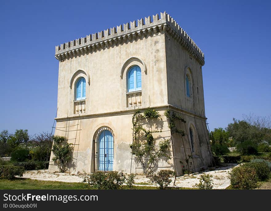 An ancient renaissance tower in the sicilian hinterland. An ancient renaissance tower in the sicilian hinterland