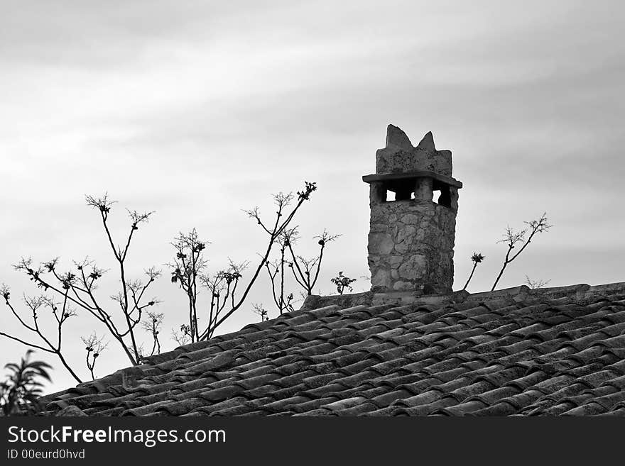 Detail of the chimney pot in a rural house