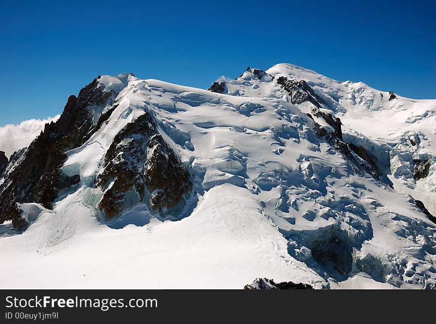 Mont Blanc panorama from Aiguille du Midi, Chamonix, Mont Blanc, West Alps, France, europe