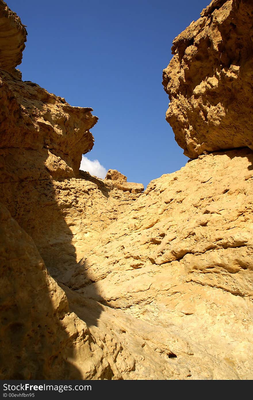 Hiking in Arava desert, Israel, stones and sky