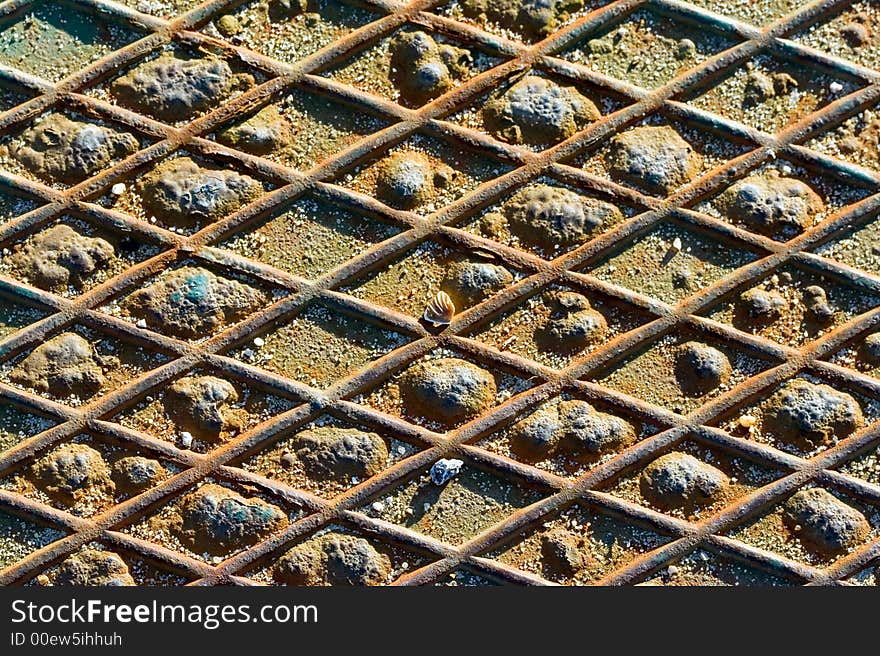 Rusted metal plate closeup used as background