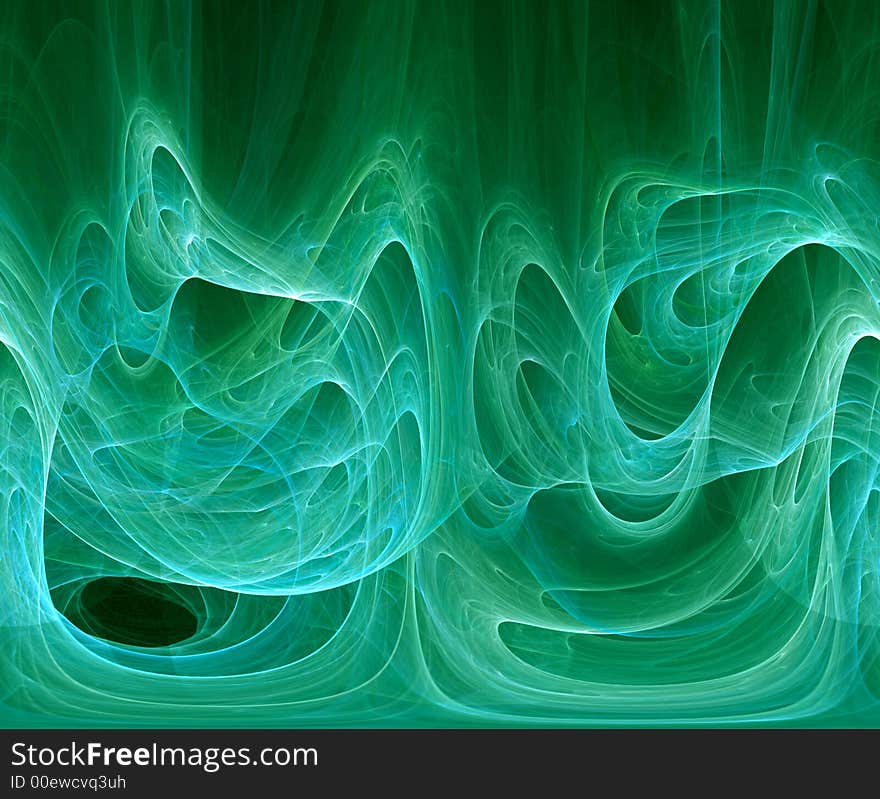 Variations of green colors form a smooth flowing abstract design.