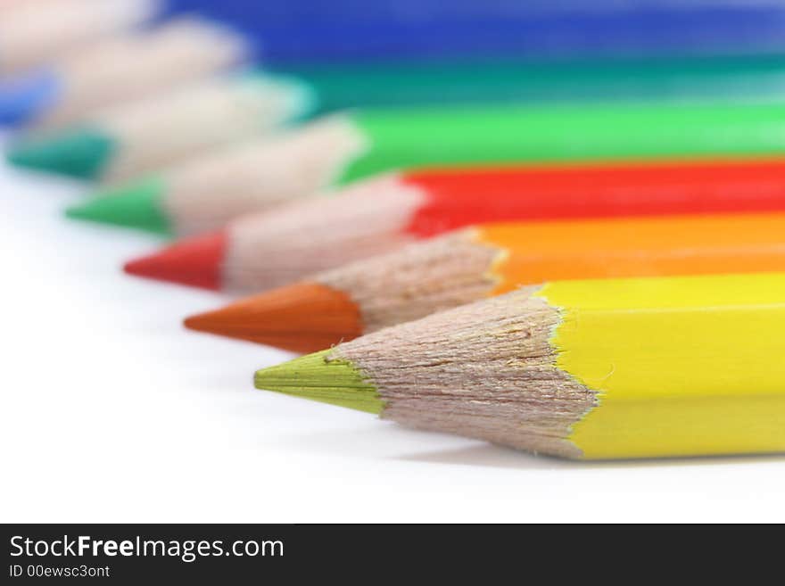 Colorful pencils isolated on white