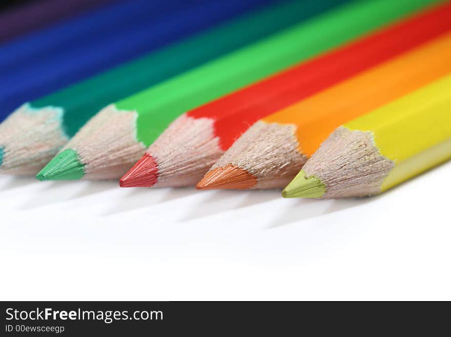 Some colorful pencils isolated on white