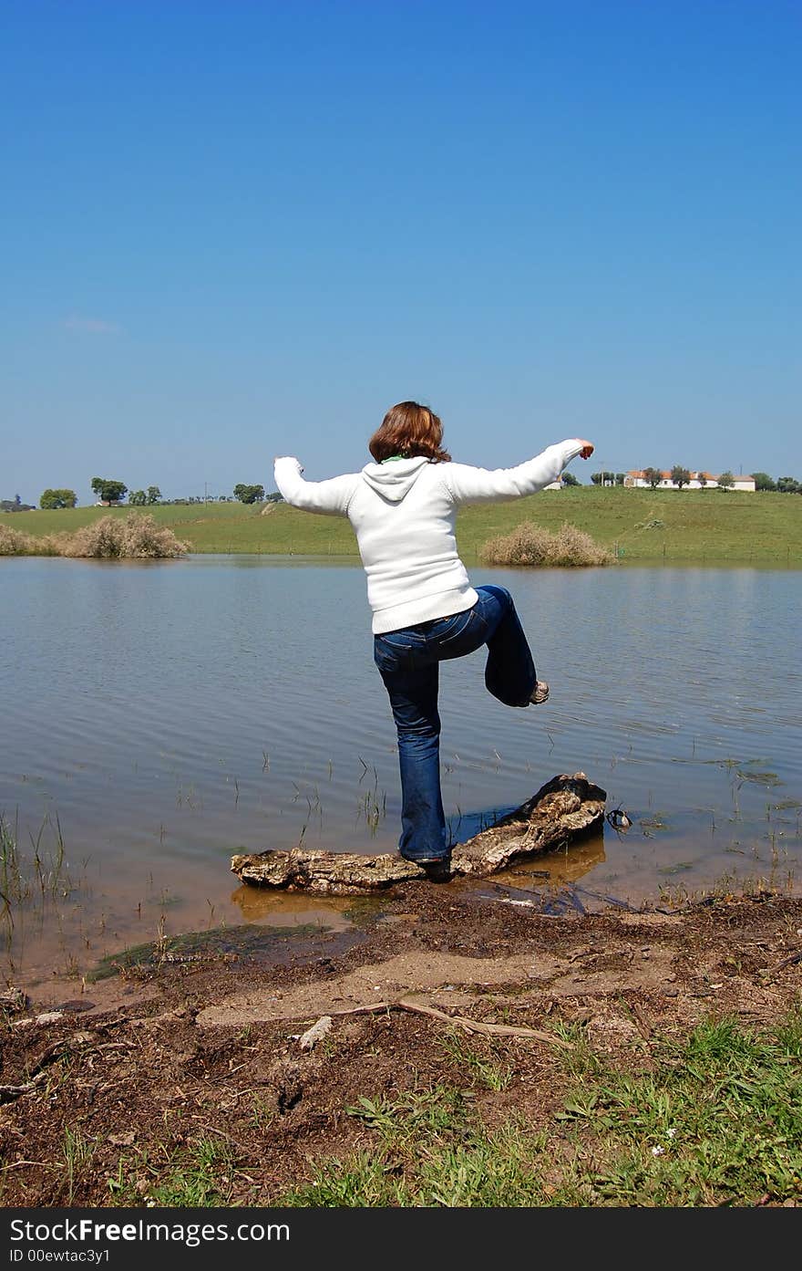 River nature outdoor woman gymnastics. River nature outdoor woman gymnastics