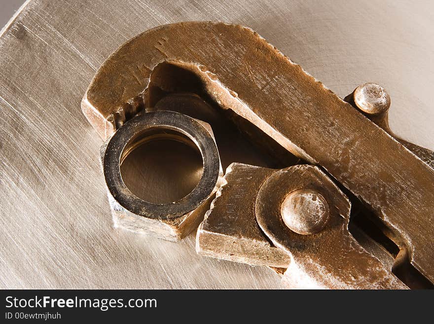 The wrench and nut lays