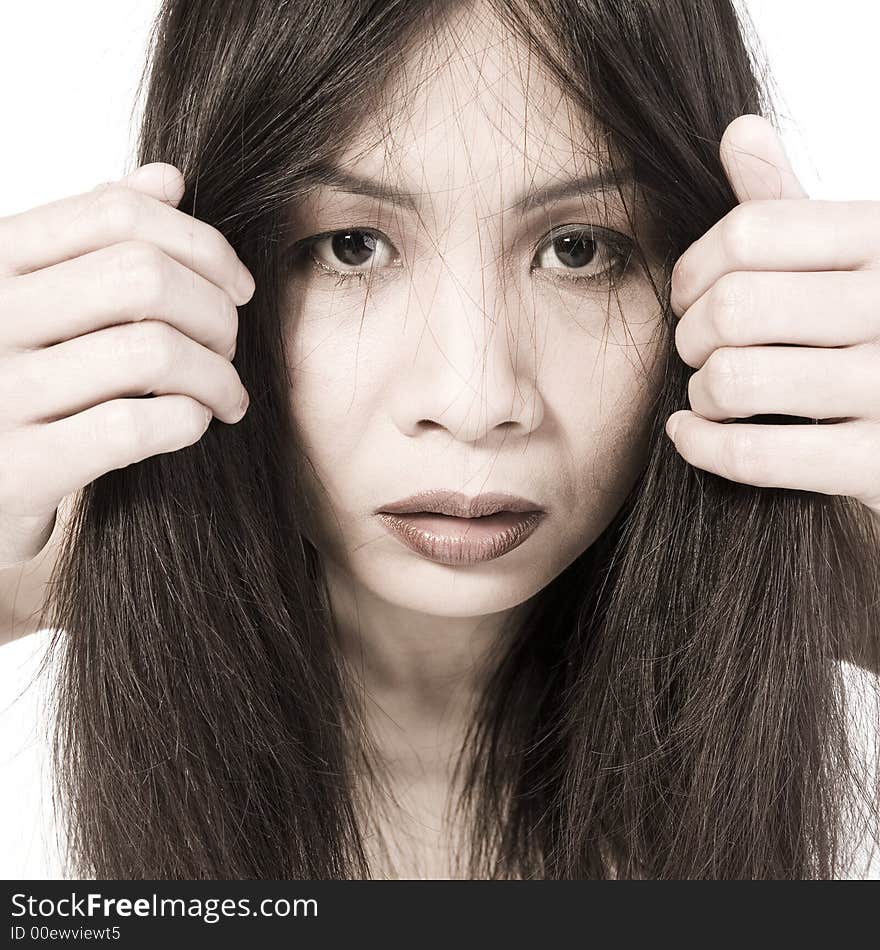 A model with many hair. A model with many hair