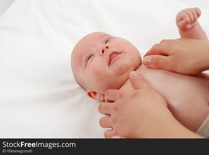 Sweet girl lying on white background. Sweet girl lying on white background