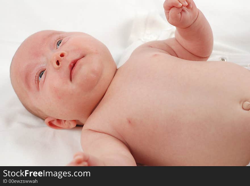 Sweet girl lying on white background. Sweet girl lying on white background