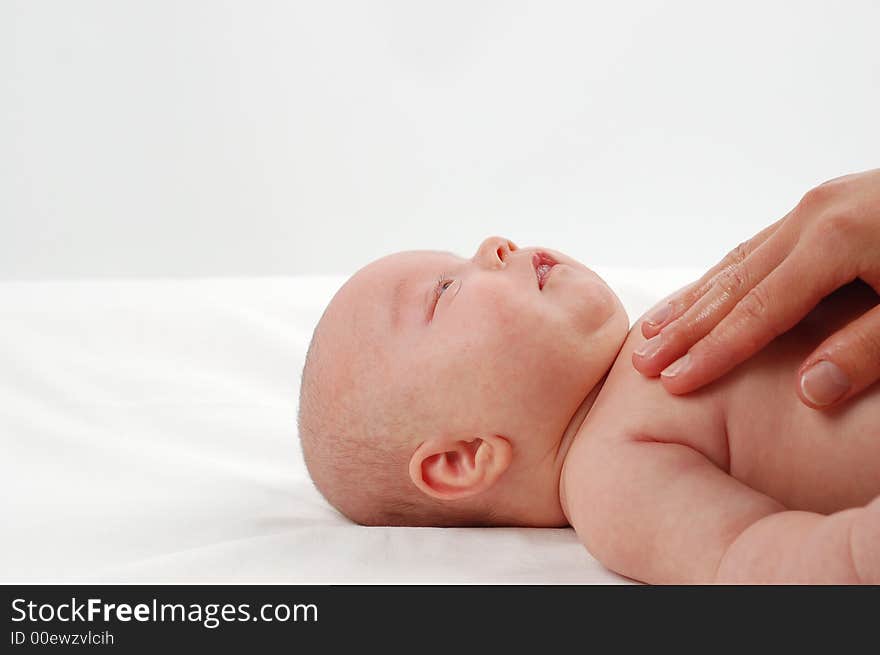 Sweet girl lying on white background. Sweet girl lying on white background