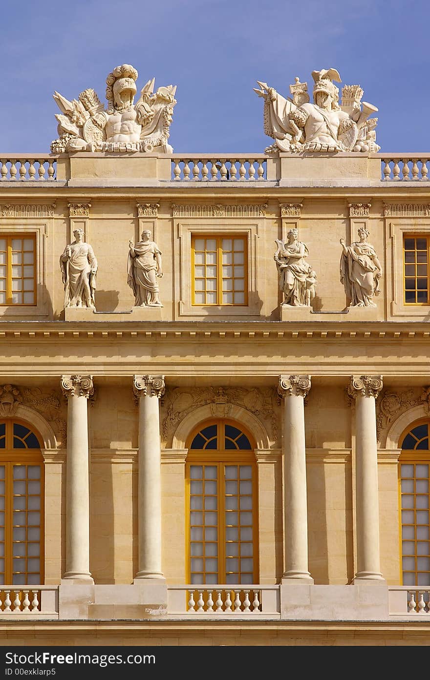 Chateau de Versailles - facade details with sculptures