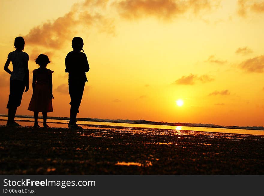 Girls at sunset