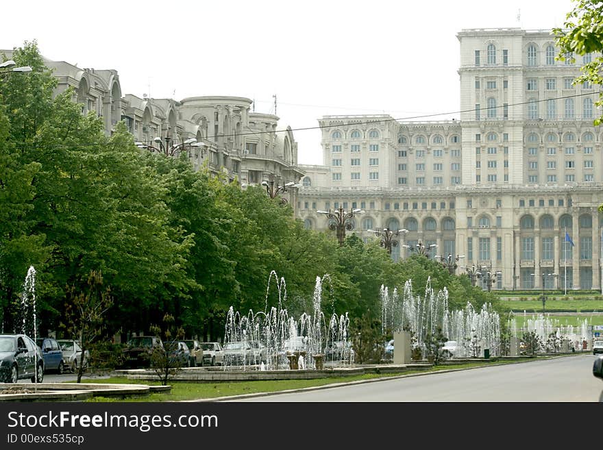 High modern building in the middle of town. High modern building in the middle of town