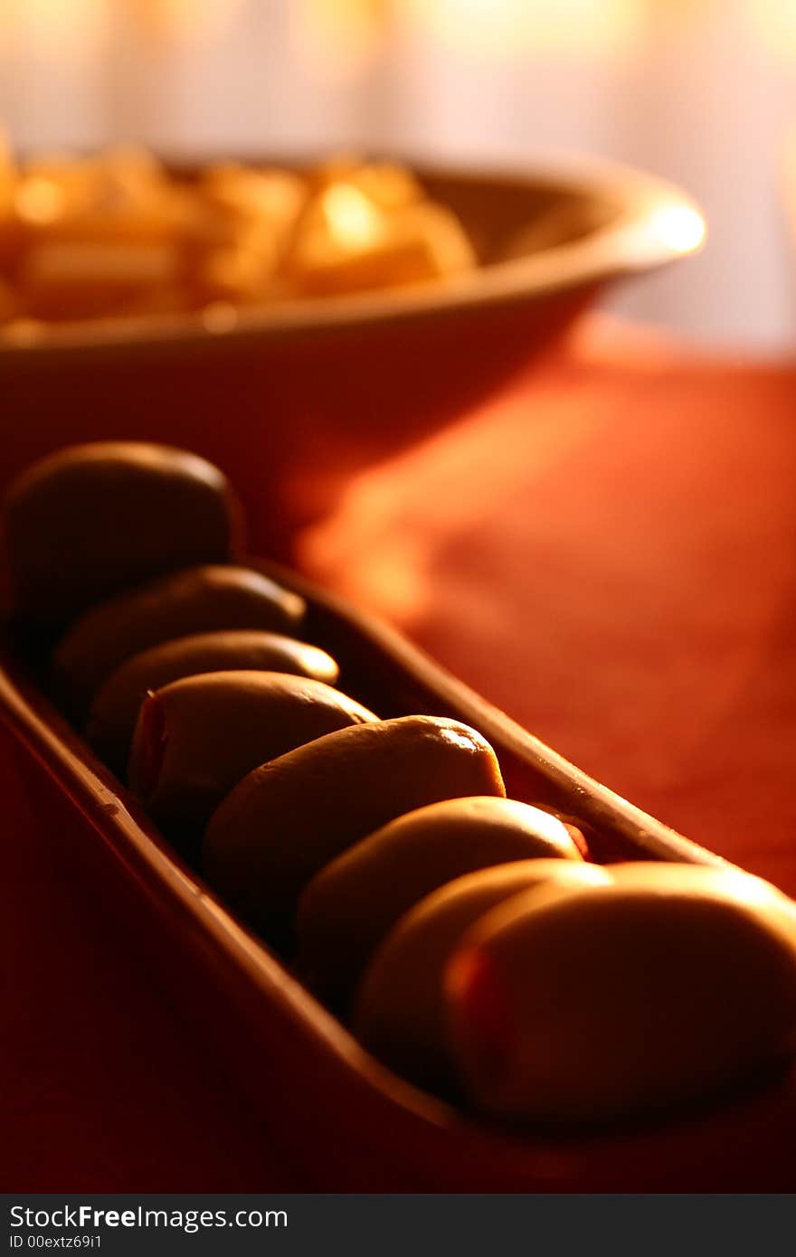 Details of some food plates with back light. Details of some food plates with back light