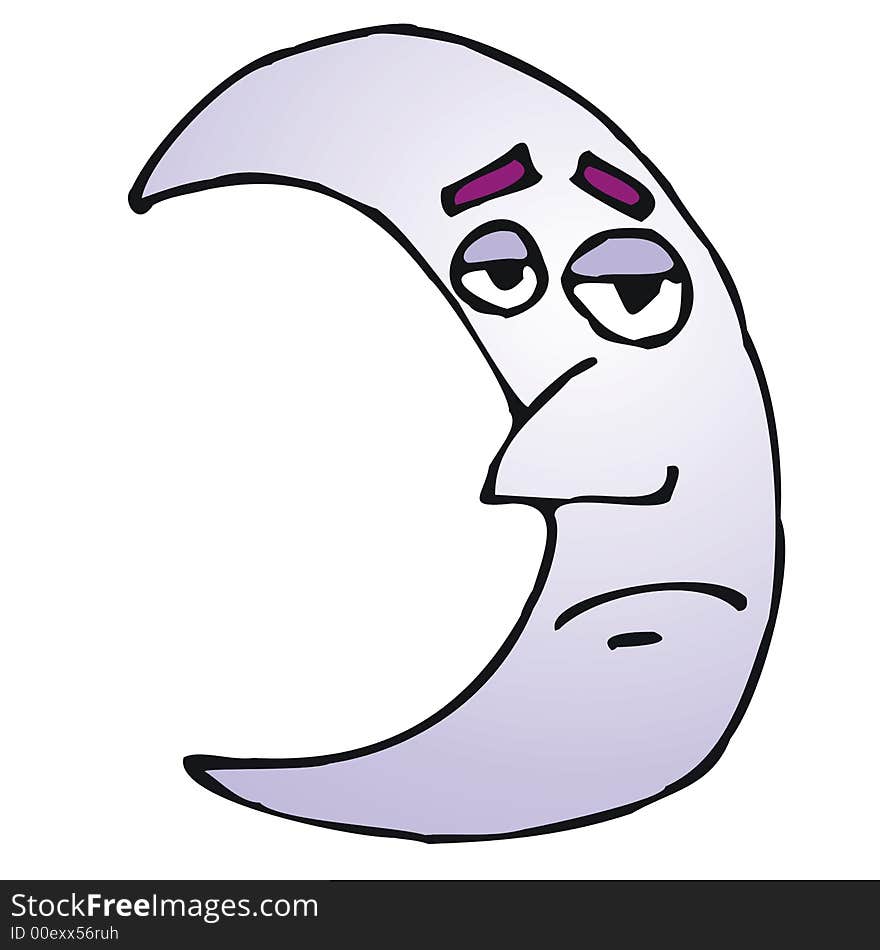 Art illustration of a sad moon