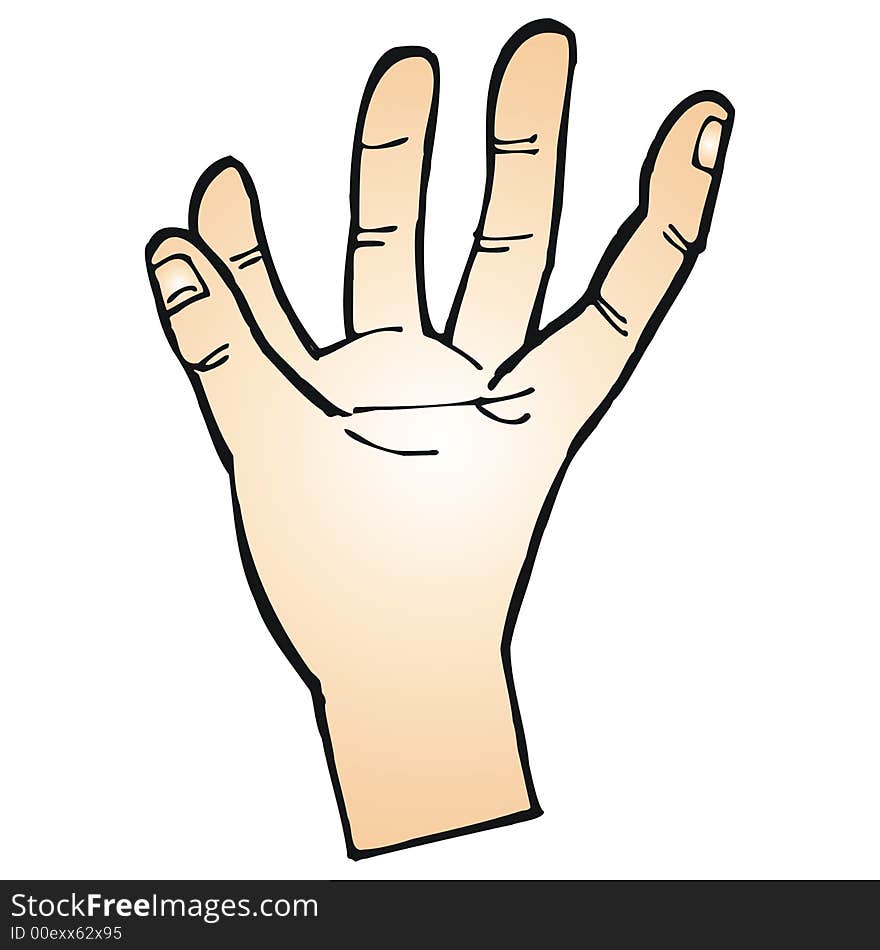 Art illustration of a hand with the fingers up. Art illustration of a hand with the fingers up