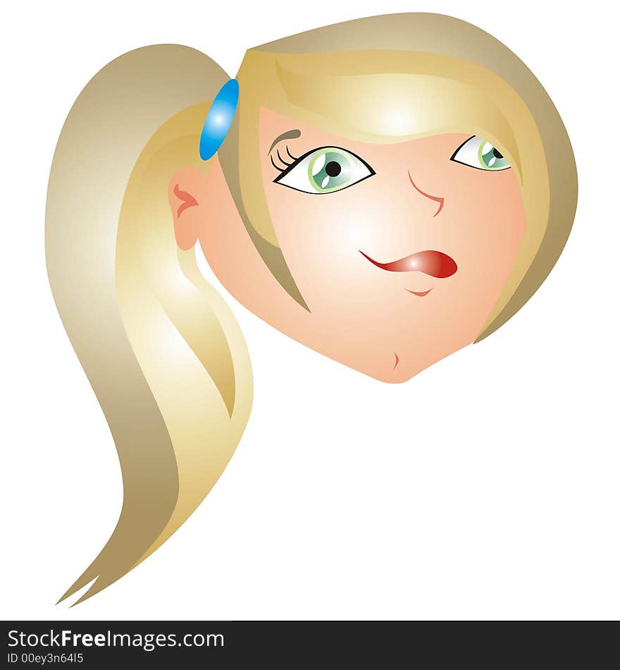 Art illustration: blond teen's face